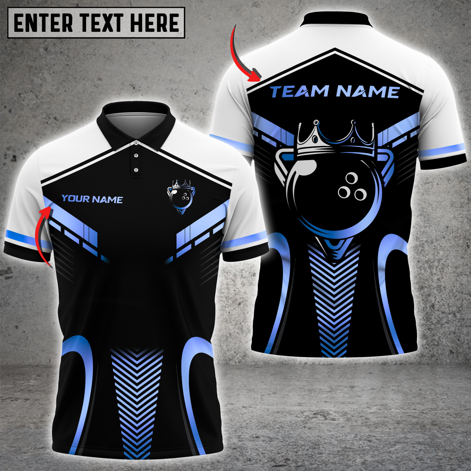 Blisscorners Royal Bowling Champion Multicolor Customized Name, Team Name 3D Shirts| Black