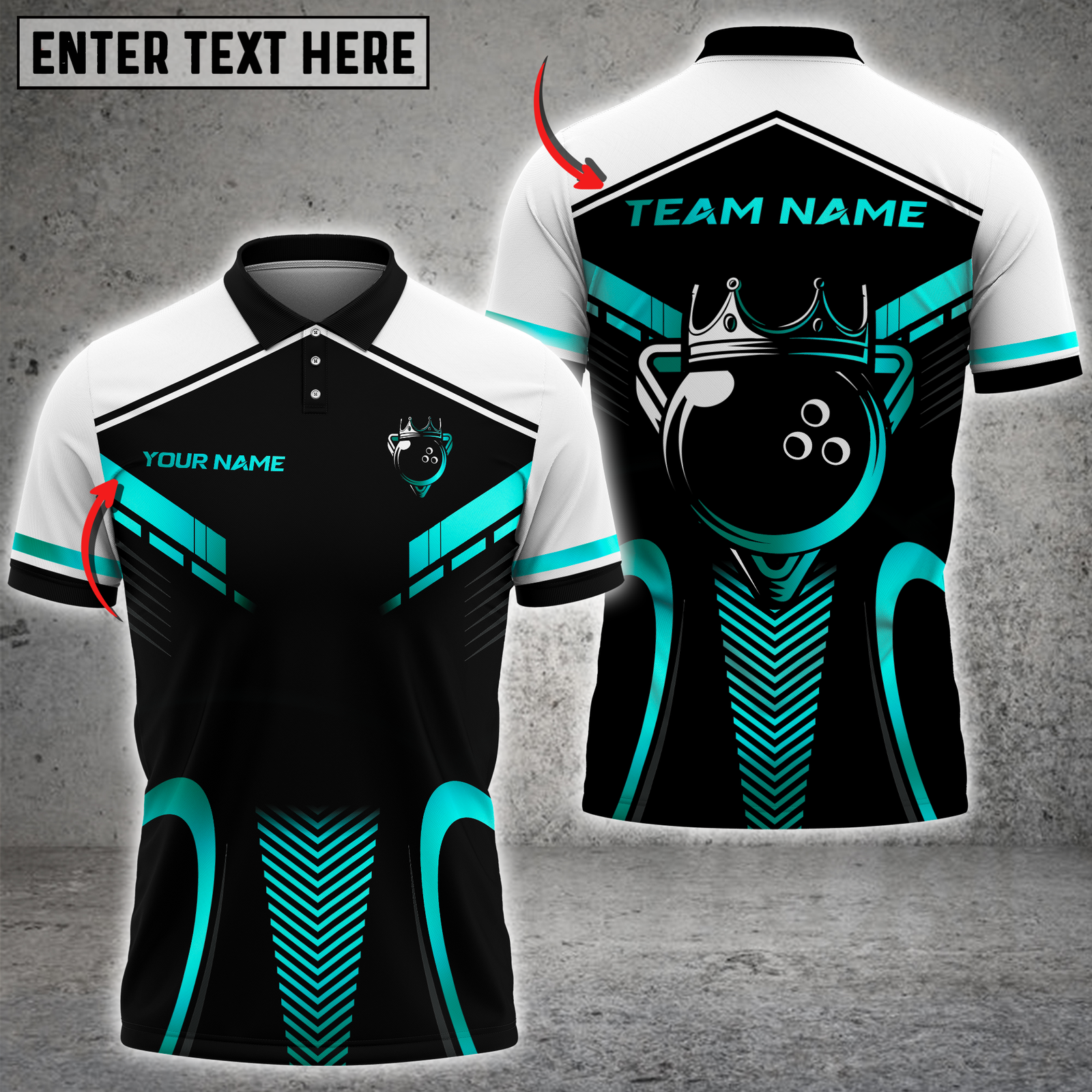 Blisscorners Royal Bowling Champion Multicolor Customized Name, Team Name 3D Shirts| Black