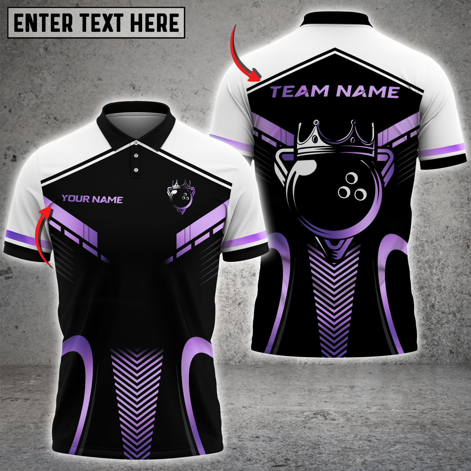 Blisscorners Royal Bowling Champion Multicolor Customized Name, Team Name 3D Shirts| Black