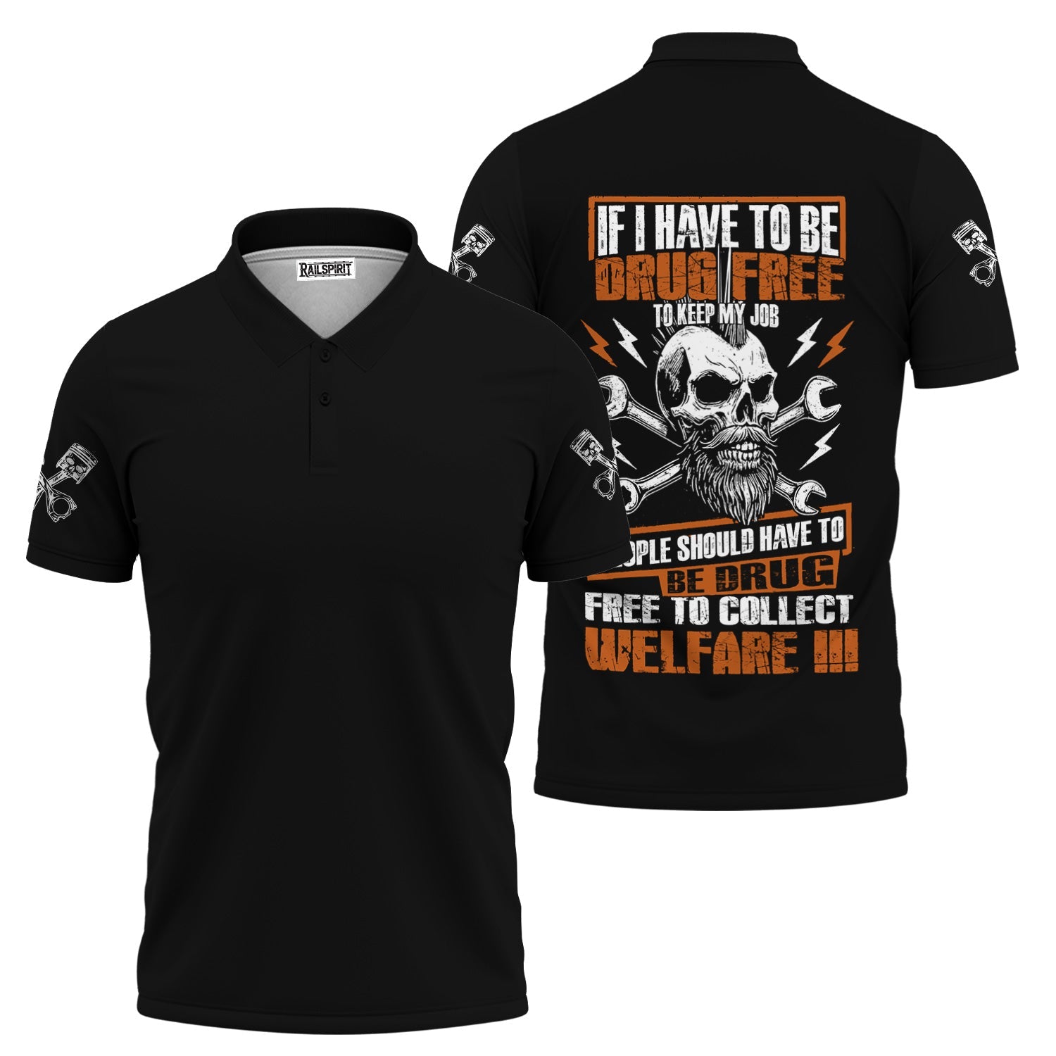 Blisscorners Funny Vintage Mechanic Shirt If I Have To Be Drug Free To Kep My Job Skull Wrench T Shirt