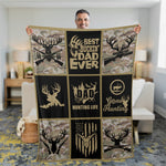 Blisscorners Hunting Life Best Buckin’ Dad Ever Fleece Blanket - Camouflage Deer & Rifle Design - Gift for Hunters LM1611