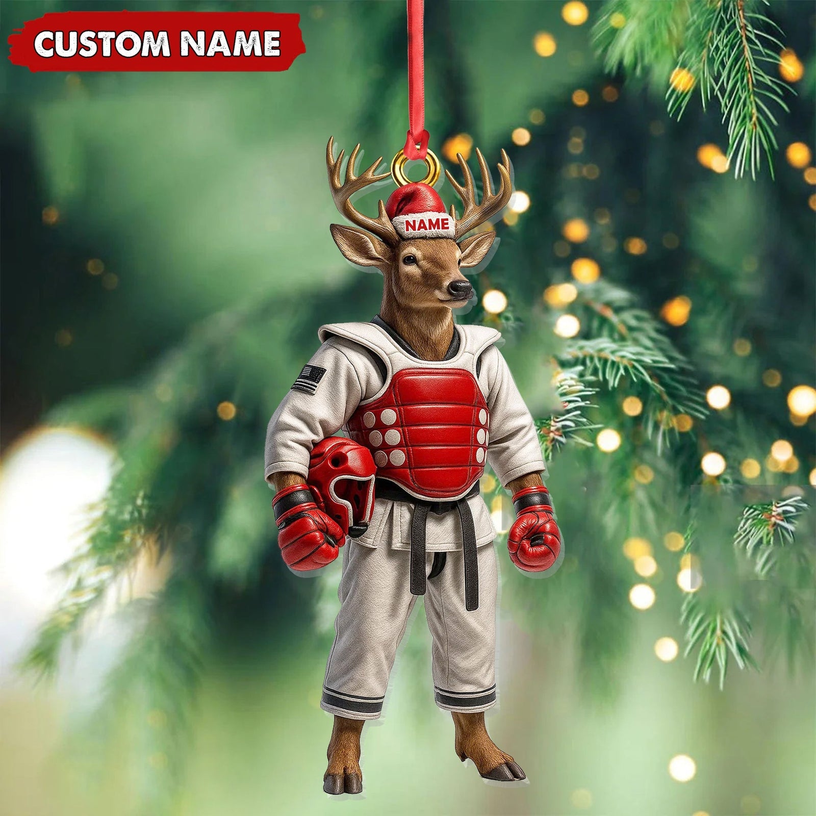 Blisscorners Custom Name Deer Karate Ornament, Taekwondo Christmas Gift Decor
LM0411