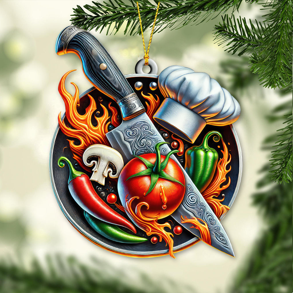 Blisscorners Custom Name Chef Ornament, Christmas Gift for Cooking Lover82D Flat LM2211