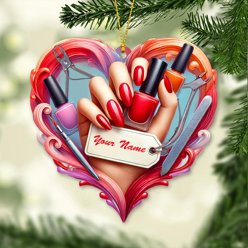 Blisscorners Custom Name Nail Tech Ornament, Christmas Gift for Nail Artist2D Flat LM2211