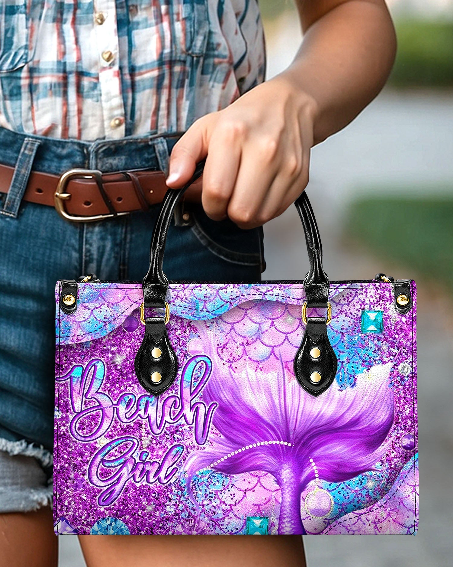 BLISSCORNERS BEACH GIRL MERMAID LEATHER HANDBAG