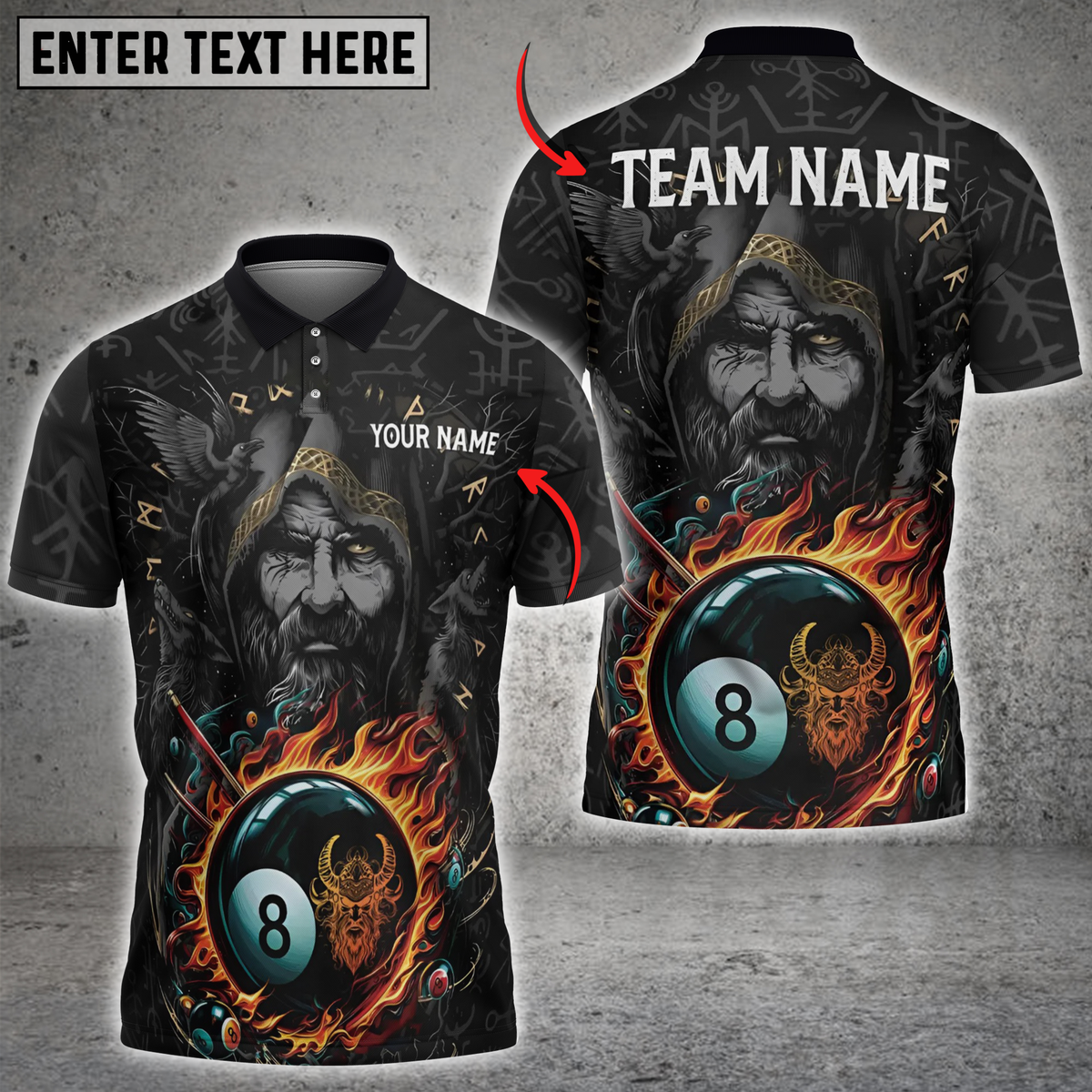 Blisscorners Billiards Viking 8-Ball Pool Multicolor Customized Name, Team Name 3D Shirt