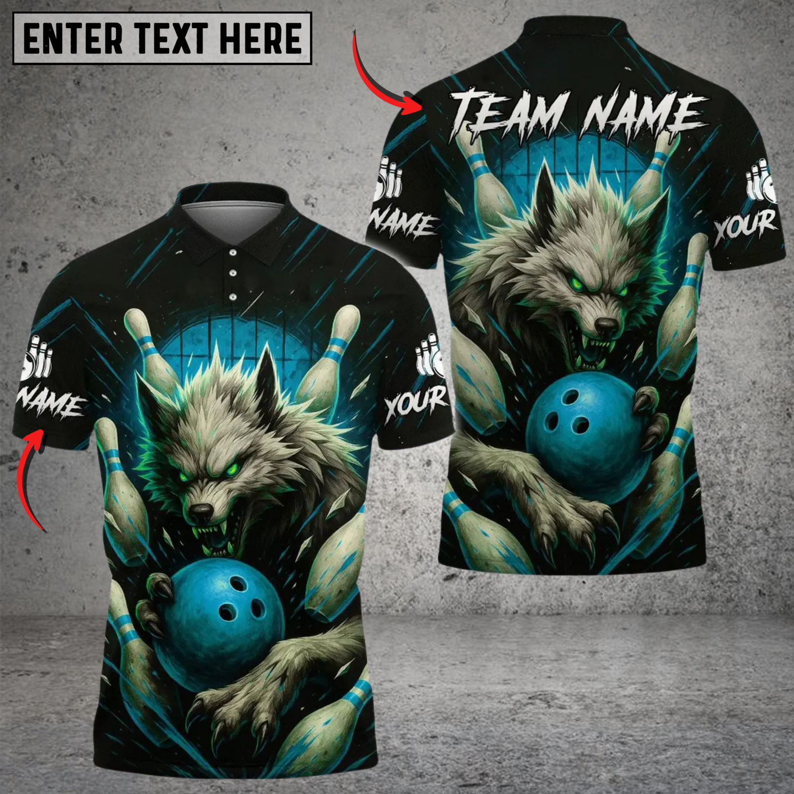 Blisscorners Werewolf Bowling Multicolor Customized Name, Team Name 3D Shirts
