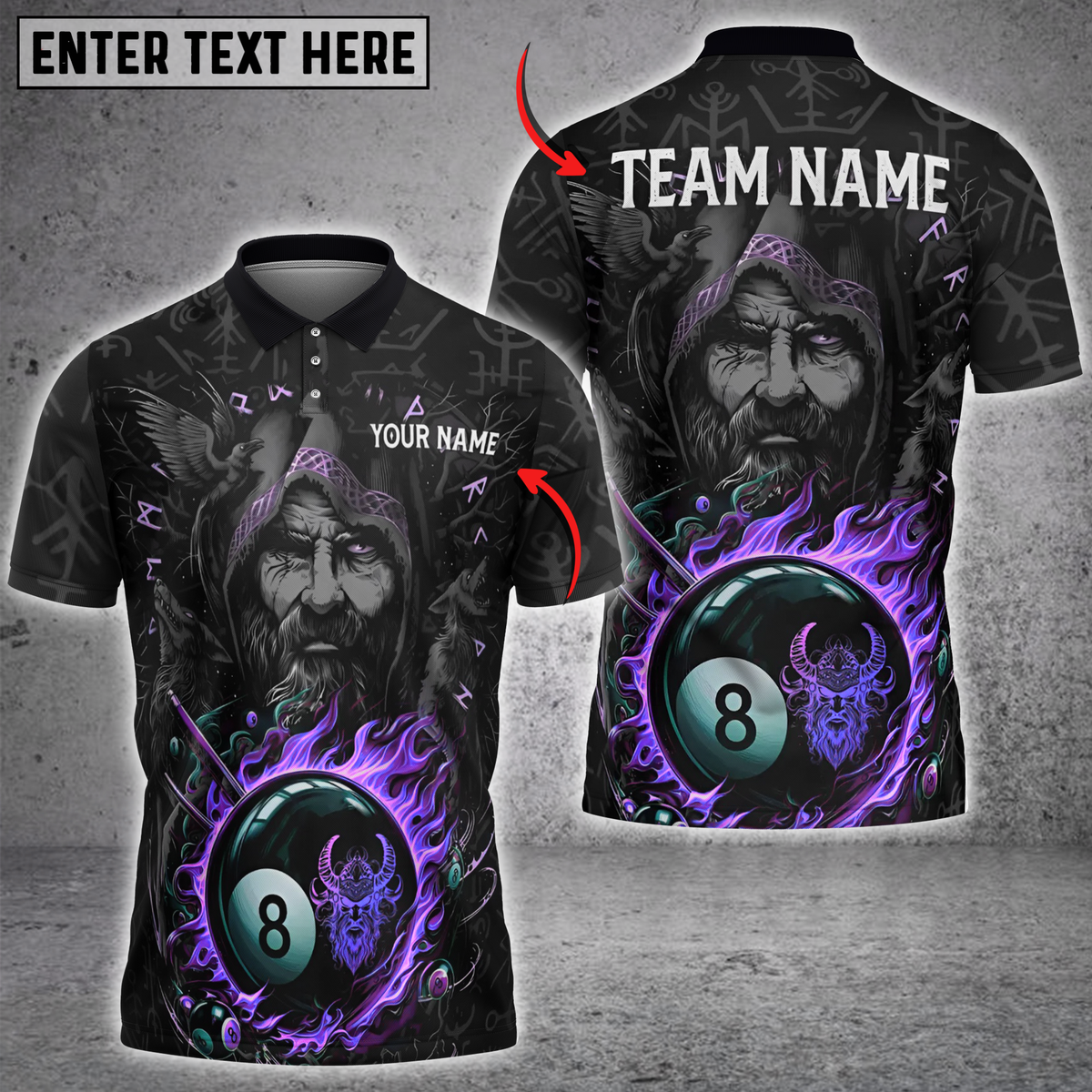 Blisscorners Billiards Viking 8-Ball Pool Multicolor Customized Name, Team Name 3D Shirt