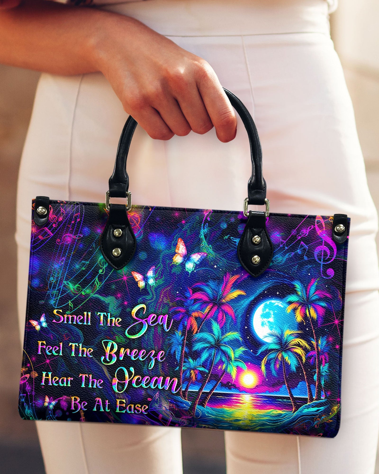 BLISSCORNERS SMELL THE SEA FEEL THE BREEZE STARFISH LEATHER HANDBAG