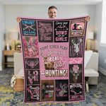 Blisscorners Real Girls Go Hunting Fleece Blanket - Pink Deer Hunting Gift for Women LM1611