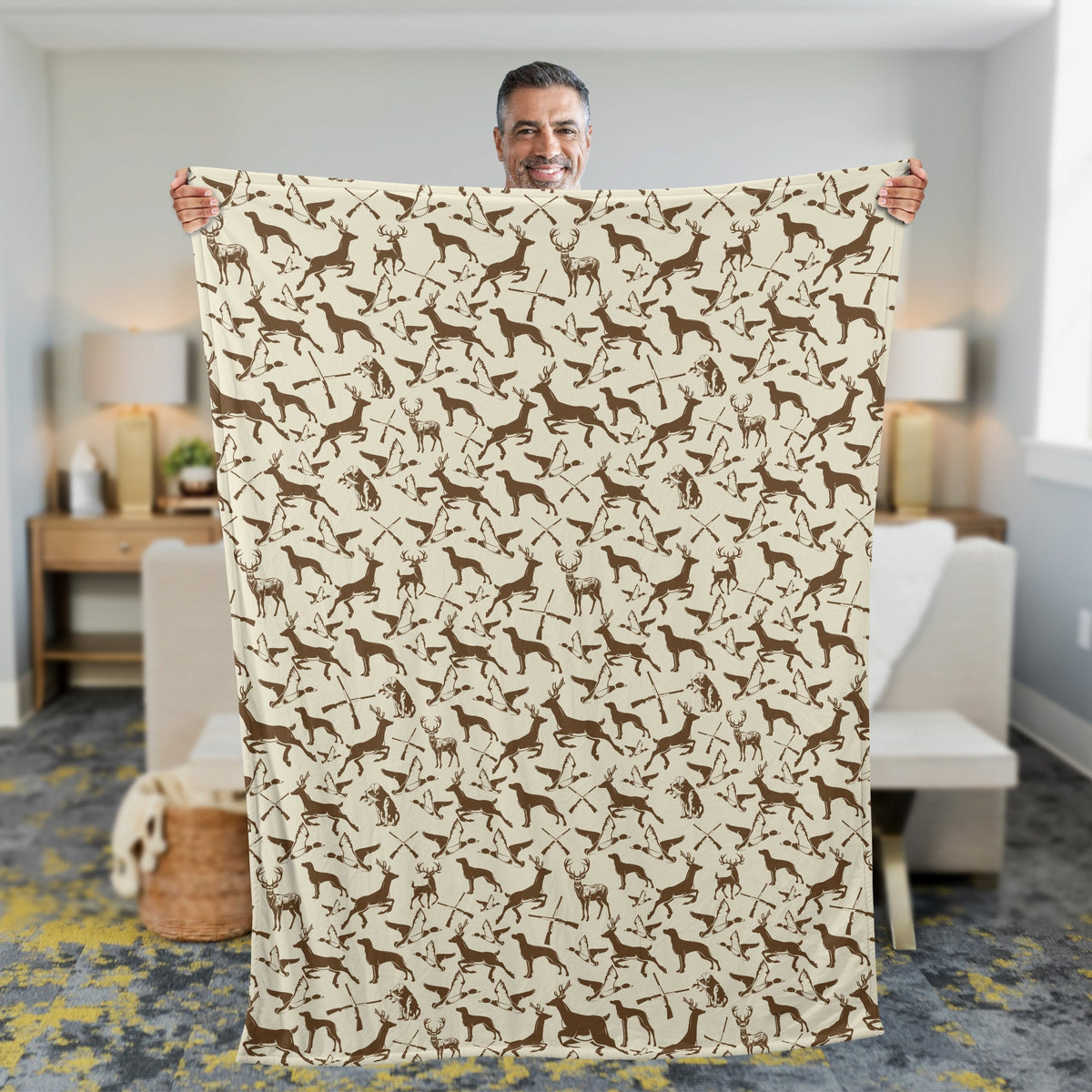 Blisscorners Deer Hunting Pattern Fleece Blanket - Gift for Hunters Men Women Home Accessories LM1611