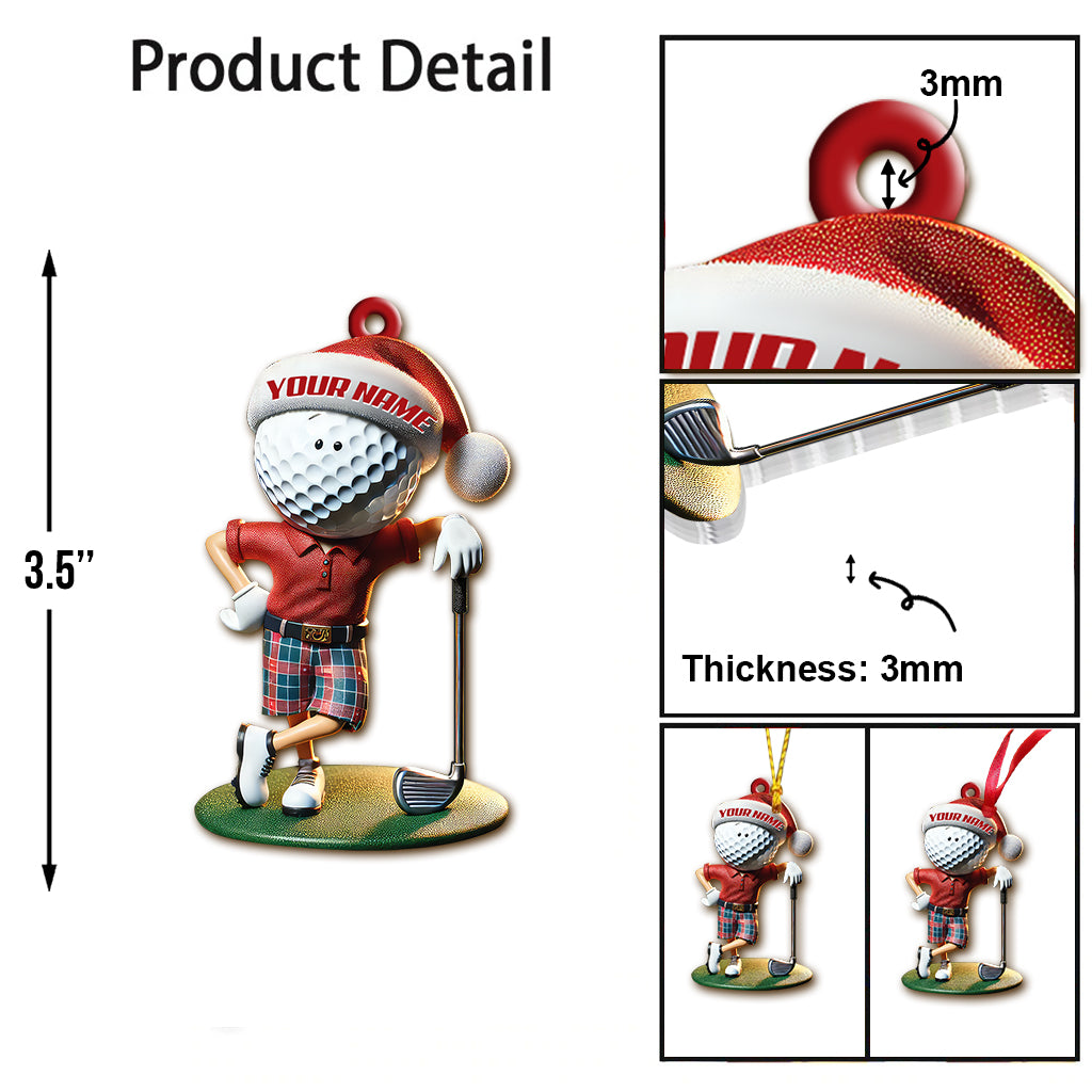 Blisscorners Custom Name Golf Santa Ornament, Golf Lover Christmas Gift2D Flat LM2211