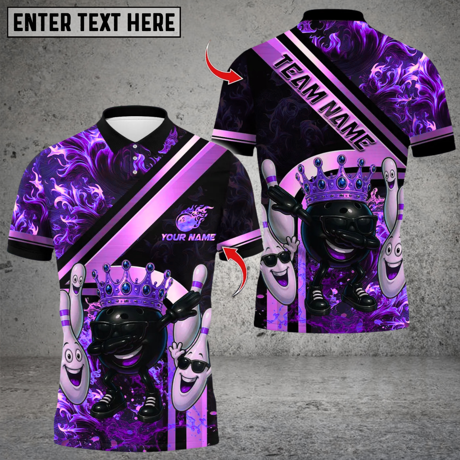 Blisscorners Royal Flames Bowling Multicolor Customized Name, Team Name 3D Shirts