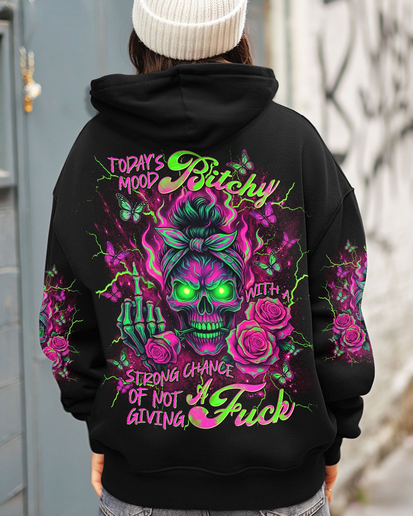 BLISSCORNERS I MATCH ENERGY SKULL MESSY BUN ALL OVER PRINT