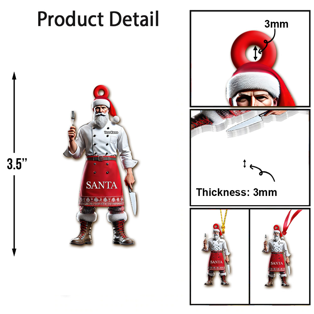 Blisscorners Custom Name Chef Santa Ornament, Christmas Gift for Cooking Lover2D Flat LM2111