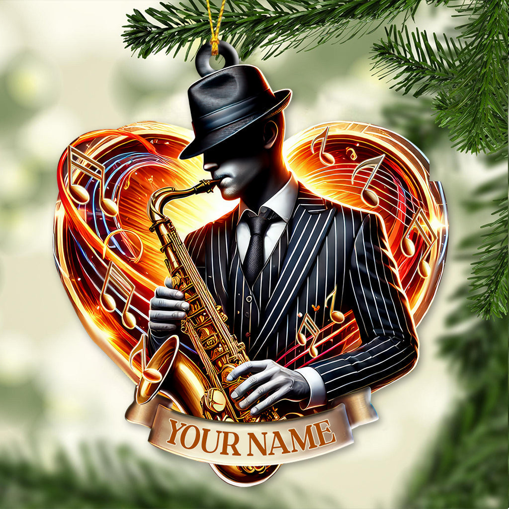 Blisscorners Custom Name Saxophone Ornament, Christmas Gift for Saxophone Lover2D Flat LM2211