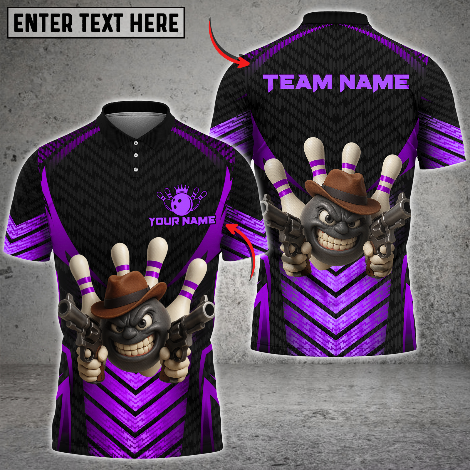 Blisscorners Gangster Bowling Multicolor Customized Name, Team Name 3D Shirts