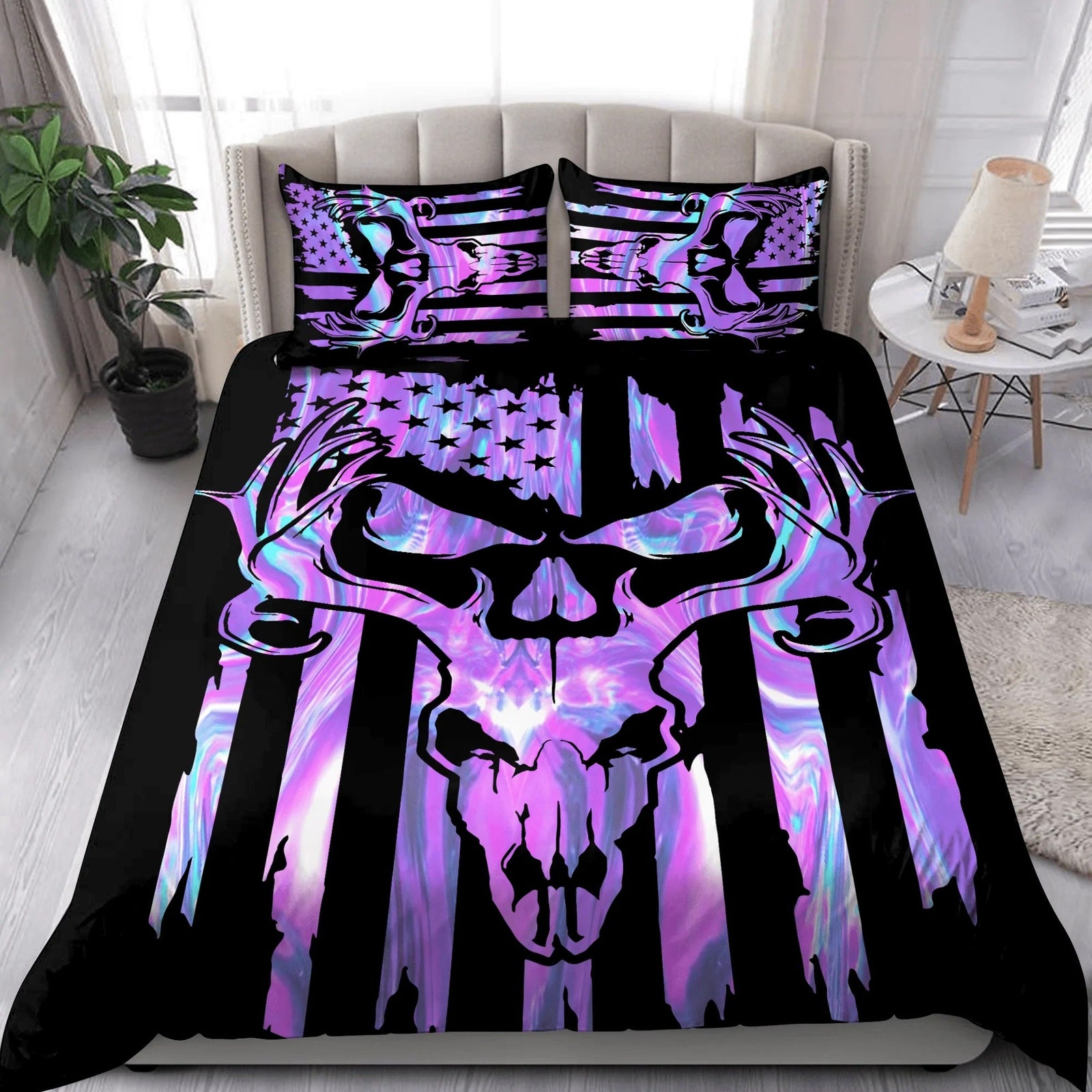 Blisscorners Deer Hunting Black Purple Blanket