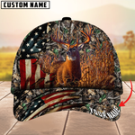 Blisscorners Deer Hunting American Flag Camouflage Pattern Multicolor Personalized Name 3D Cap