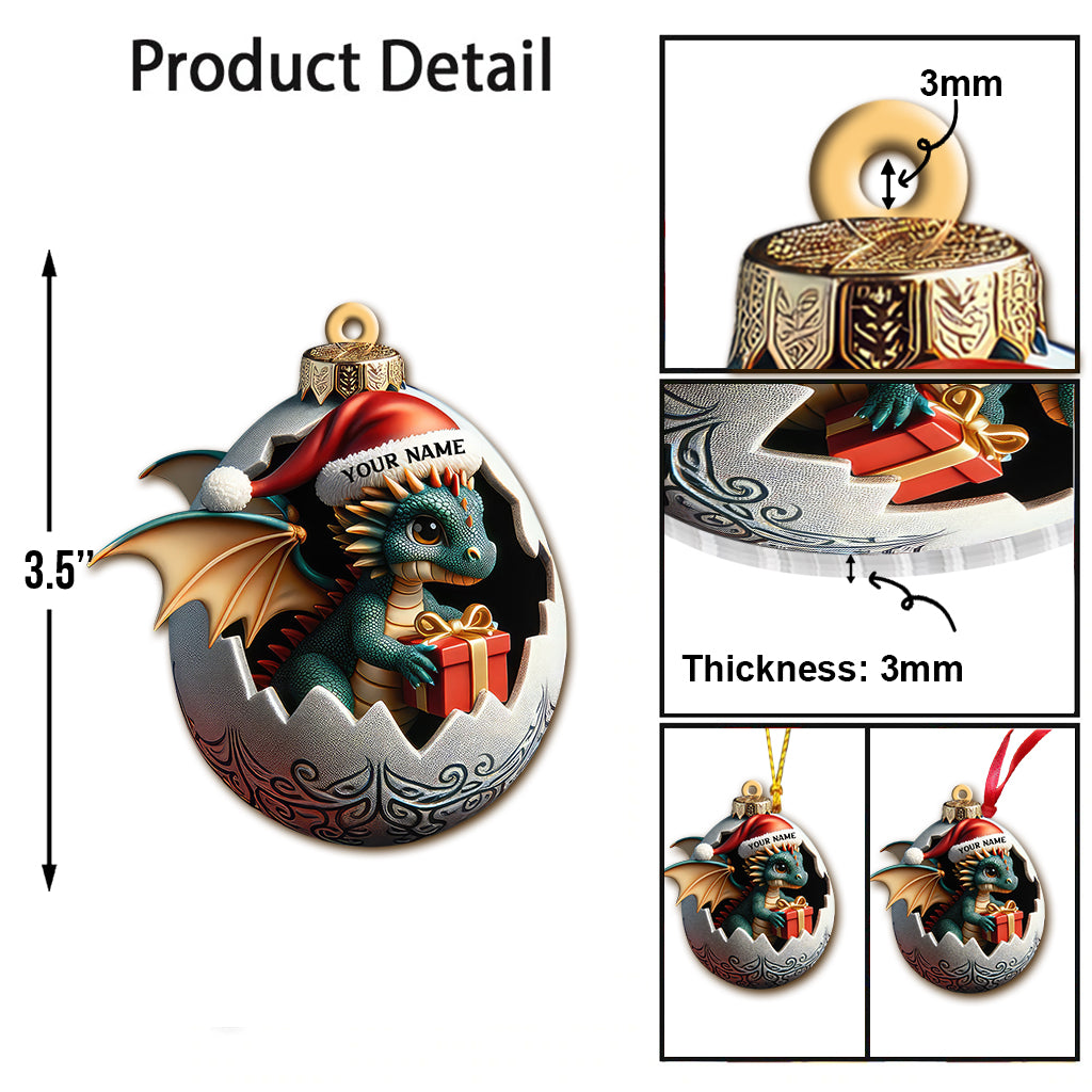 Blisscorners Custom Name Dragon Ornament, Christmas Gift for Dragon Lover52D Flat LM2211