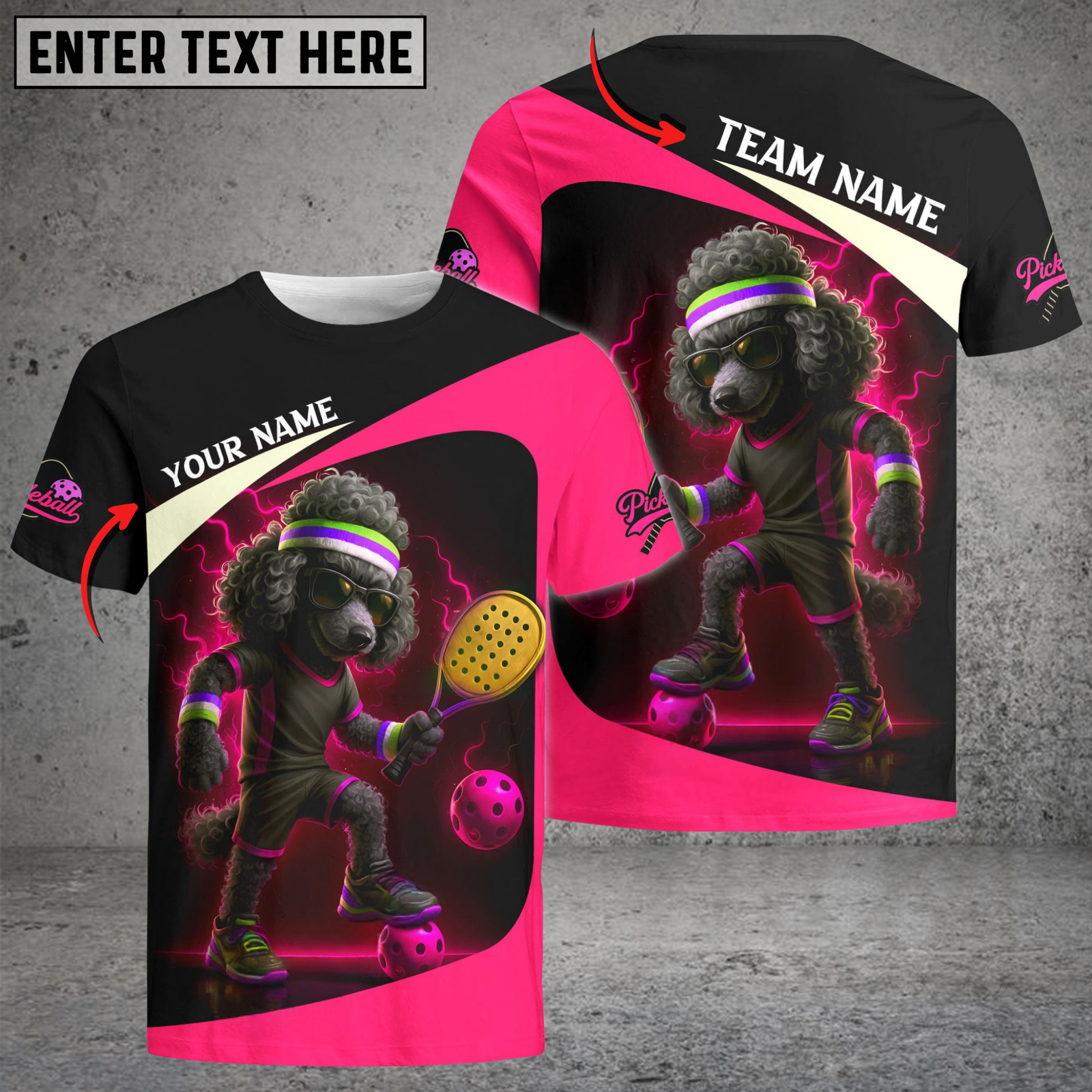 Blisscorners Pickleball Electric Poodle Power Customized Name & Team Name 3D Shirts