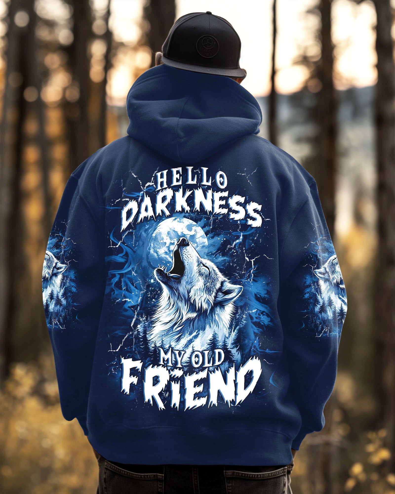 BLISSCORNERS HELLO DARKNESS MY OLD FRIEND WOLF ALL OVER PRINT