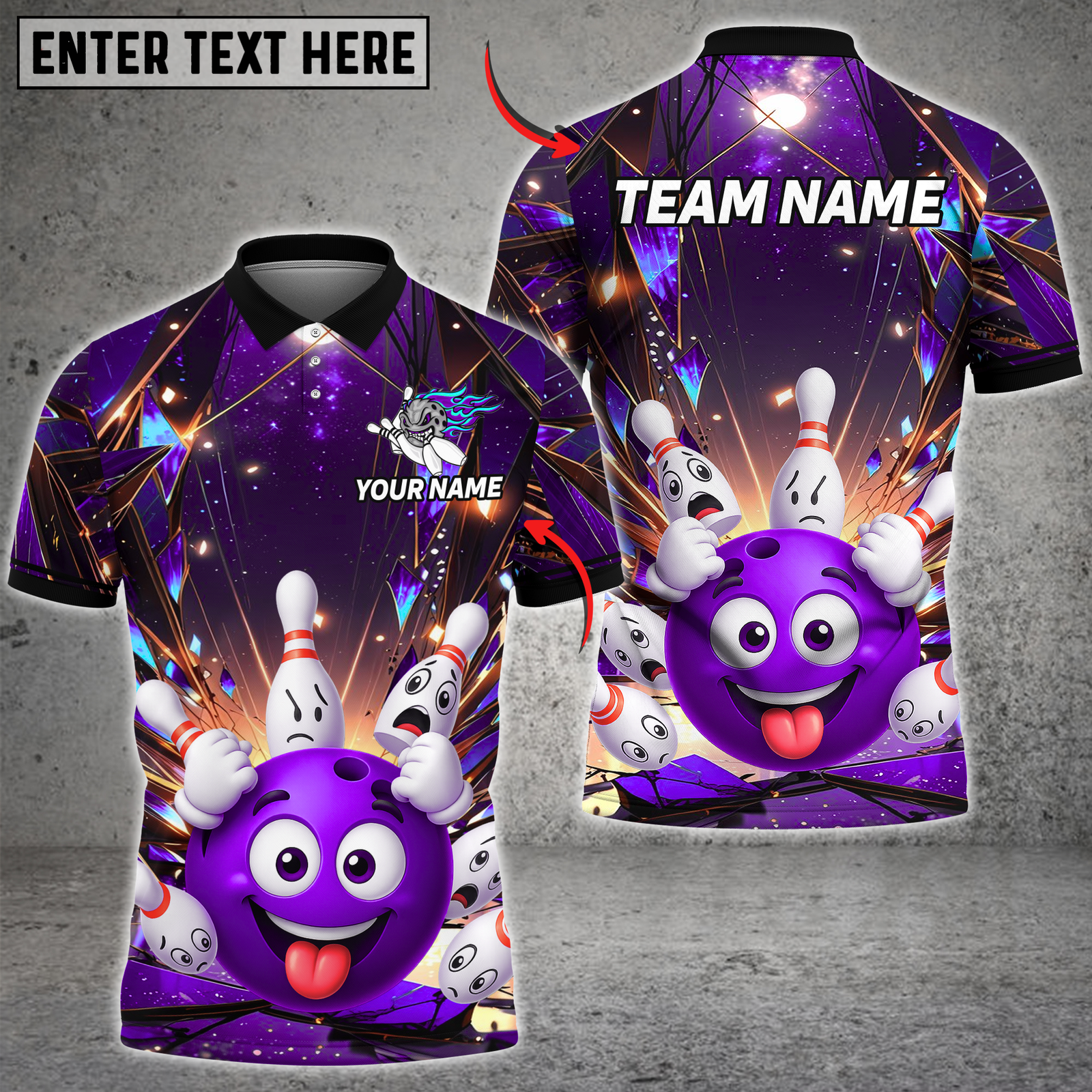 Blisscorners Bowling Crazy Strike Multicolor Customized Name, Team Name 3D Shirts