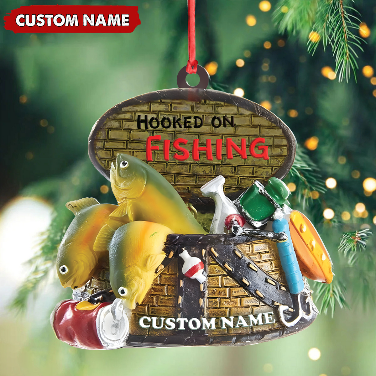Blisscorners Custom Fishing Ornament - Personalized Hooked on Fishing Christmas Decoration LM0411