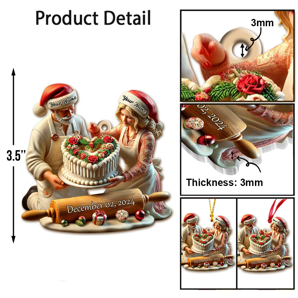 Blisscorners Custom Name Baker Couple Ornament Ornament, Lover Christmas Gift2D Flat LM2111