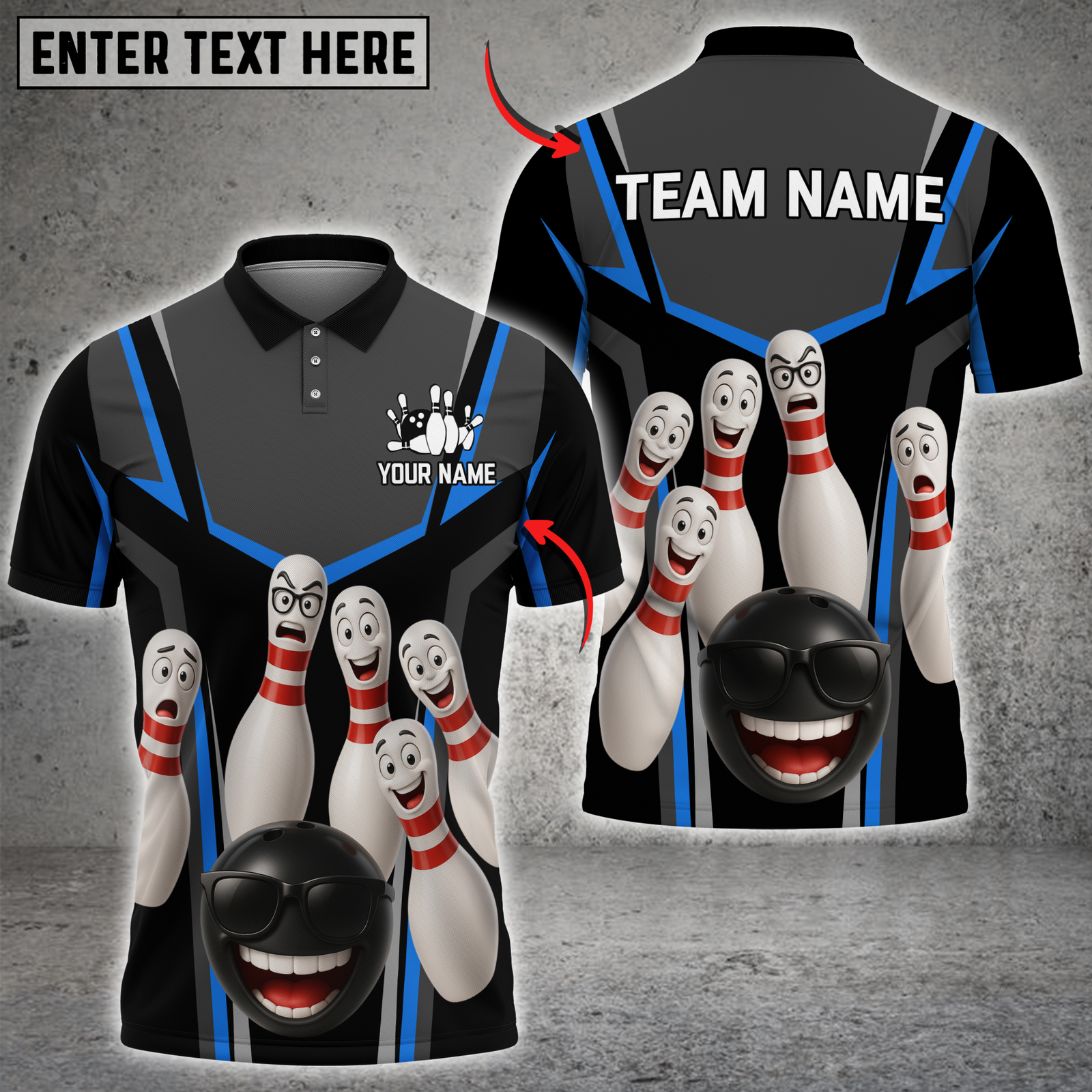 Blisscorners Bowling Funny Squad Multicolor Customized Name, Team Name 3D Shirts