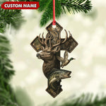 Blisscorners Personalized Hunter Acrylic Ornament - Deer, Duck & Fish Cross Design for Christmas Tree Decor LM0411