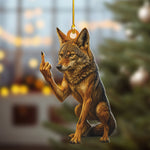 Blisscorners Personalized Funny Coyote Fukin' Finger Hunting Acrylic Christmas Ornament - Custom Gift for Hunters LM0411