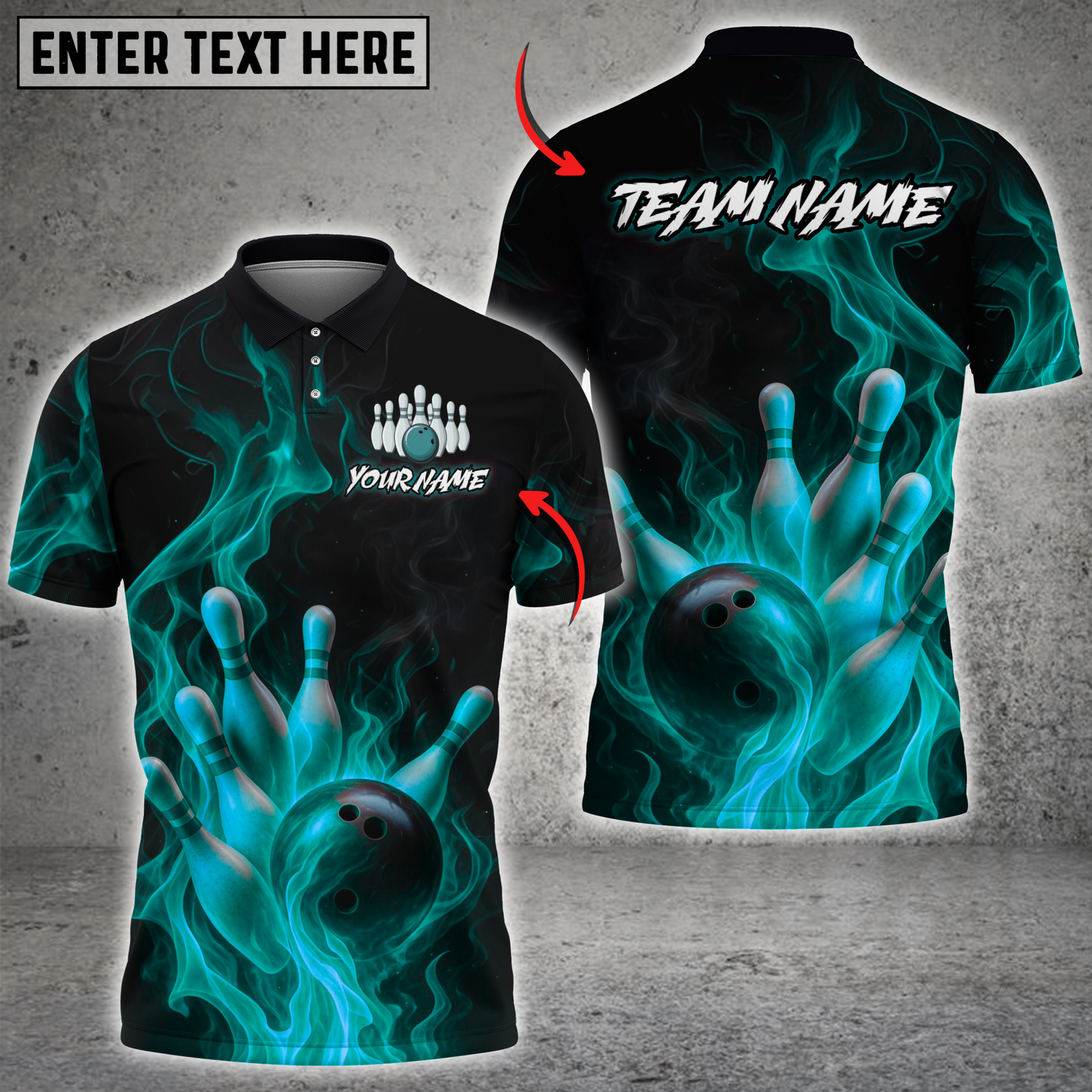 Blisscorners Flaming Strike Bowling Multicolor Customized Name, Team Name 3D Shirts
