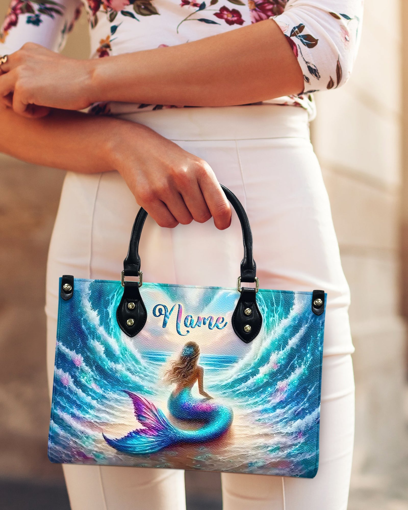 BLISSCORNERS MERMAID WAVES LEATHER HANDBAG