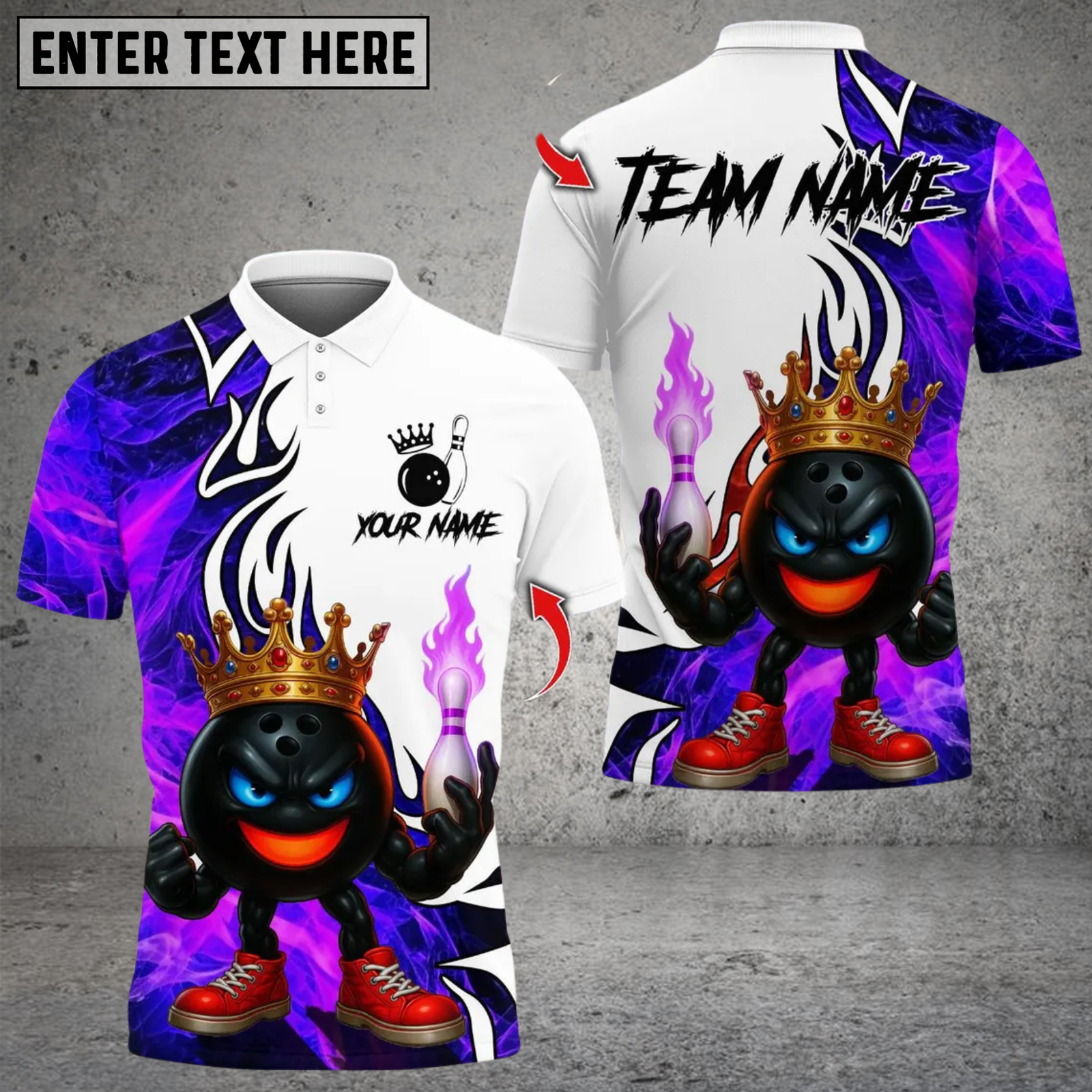 Blisscorners King Flame Bowling Multicolor Customized Name, Team Name 3D Shirts