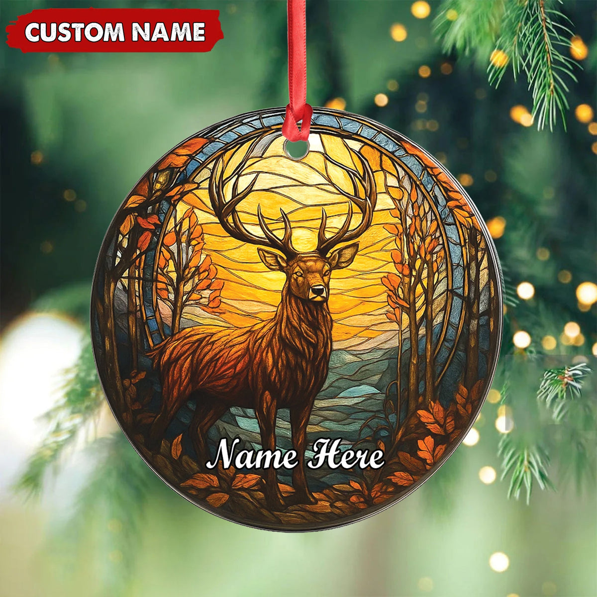 Blisscorners Personalized Deer Ornament, Custom Name Christmas Decoration, Rustic Woodland Animal Ornament for Holiday Tree LM0411