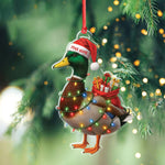 Blisscorners Funny Christmas Duck Acrylic Ornament - Mallard Santa with Lights and Gifts, Personalized Holiday Decoration for Duck Lovers, Unique Hunter Christmas Gift