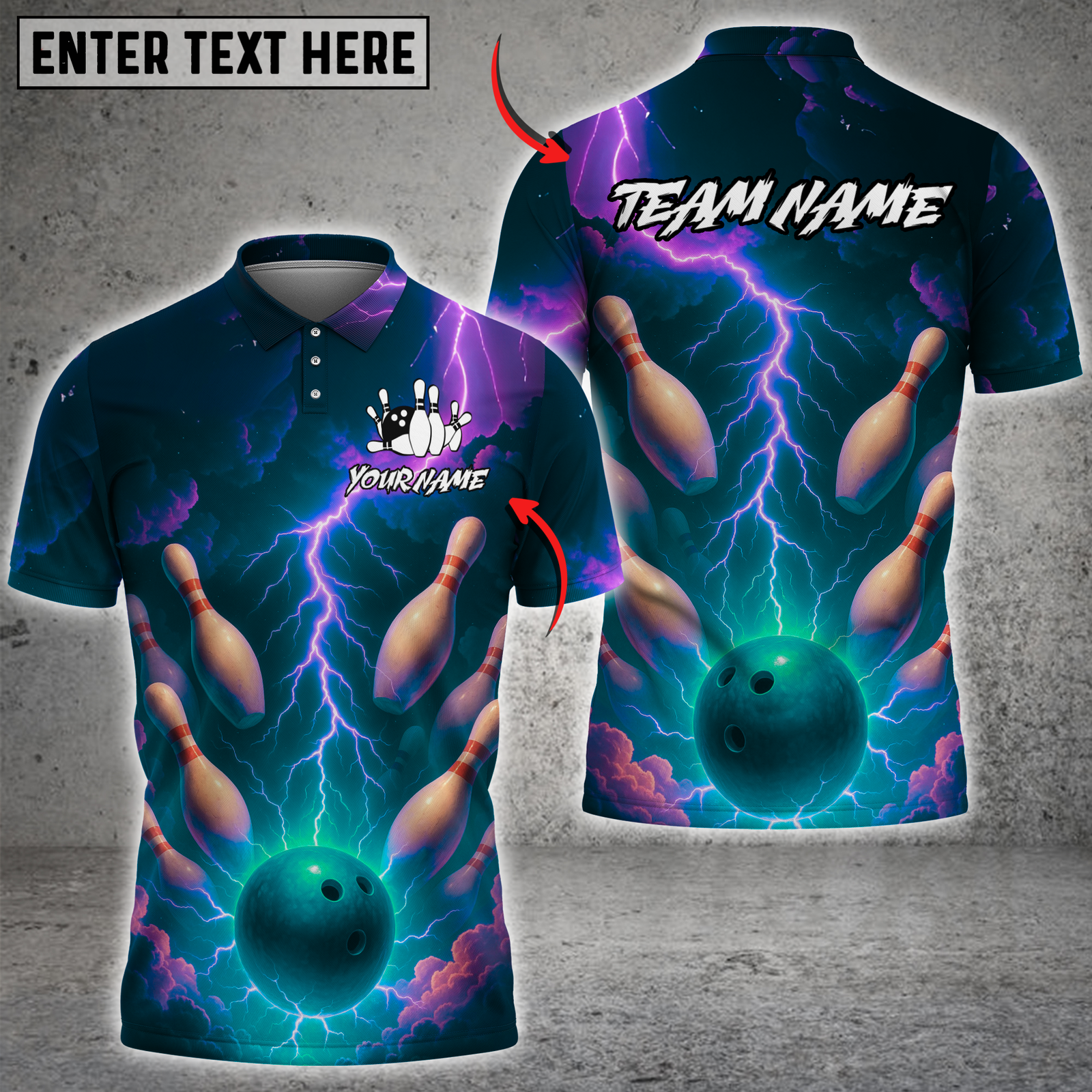Blisscorners Bowling Electric Storm Multicolor Customized Name, Team Name 3D Shirts