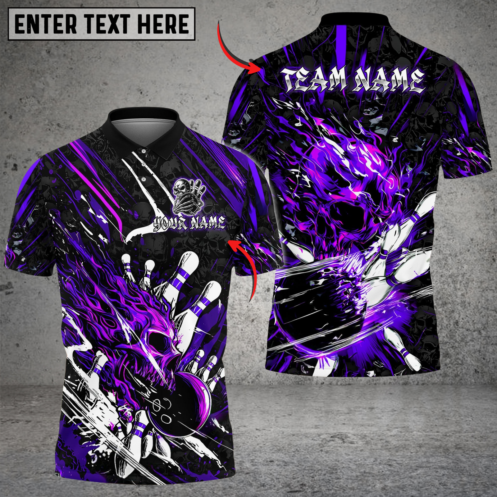 Blisscorners Bowling And Pins Flame Skull Strike Multicolor Customized Name, Team Name 3D Shirts