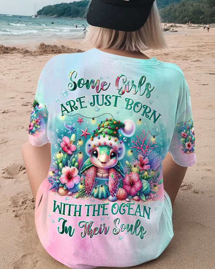 BLISSCORNERS SOME GIRLS ARE JUST BORN TURTLE CHRISTMAS ALL OVER PRINT