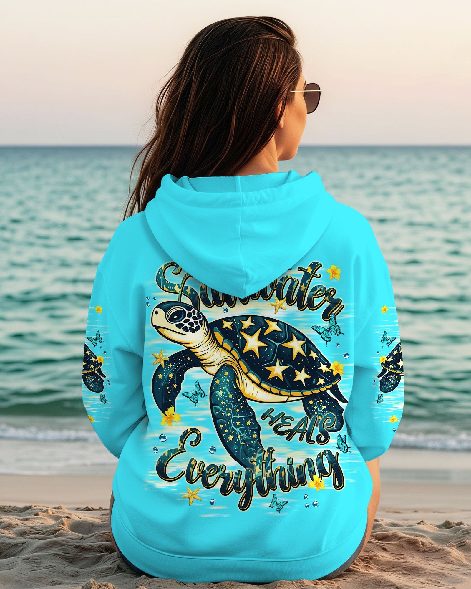 BLISSCORNERS SALTWATER HEALS EVERYTHING TURTLE ALL OVER PRINT