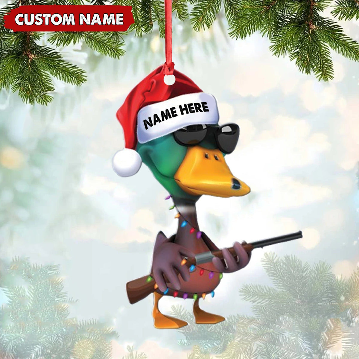 Blisscorners Personalized Funny Duck Hunting Acrylic Christmas Ornament Custom Gift for Hunters & Outdoor Lovers LM0110