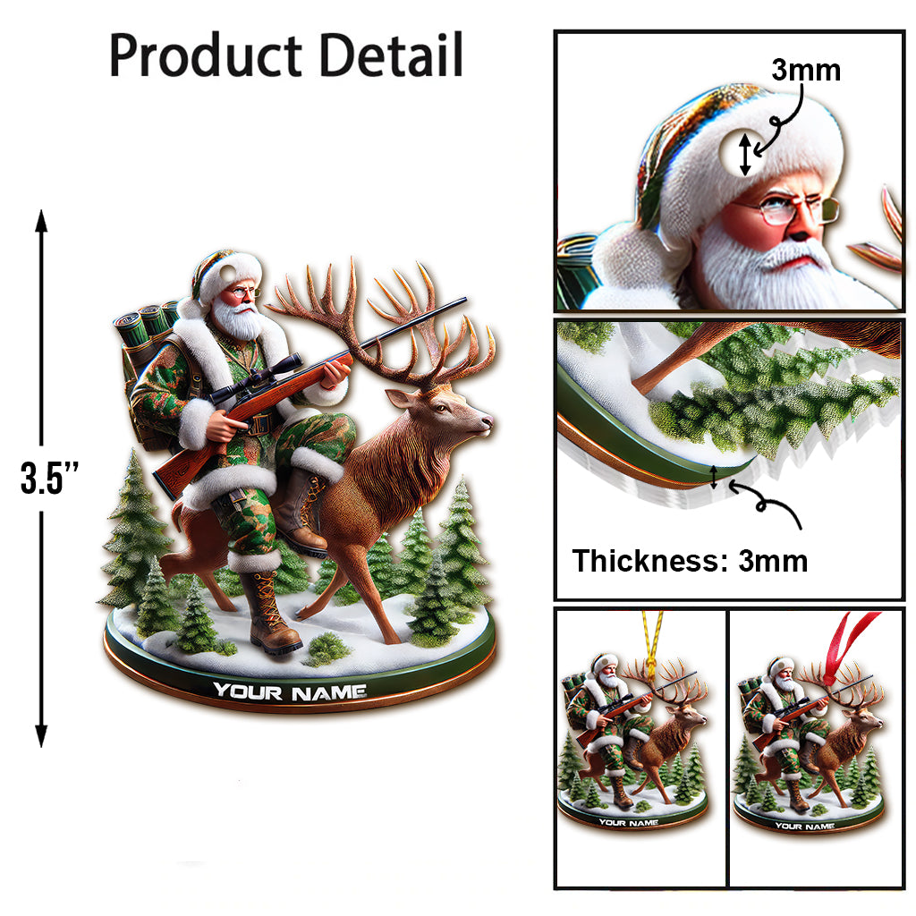 Blisscorners Custom Name Santa Deer Hunting Ornament, Deer Hunter Christmas Gift2D Flat LM2211