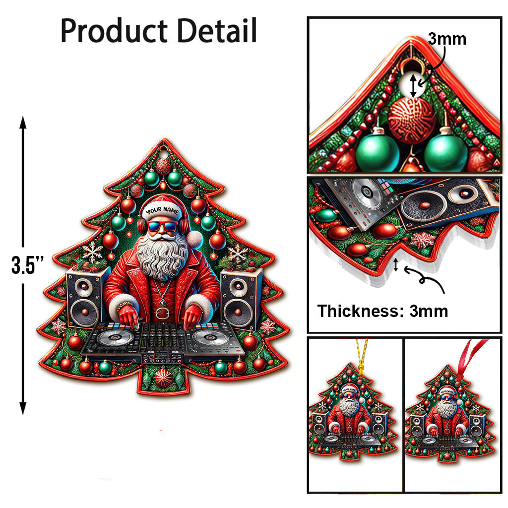Blisscorners Custom Name Disc Jockey Santa Ornament, DJ Christmas Gift2D Flat LM2211