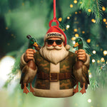 Blisscorners Personalized Duck Hunter Santa Acrylic Ornament - Funny Christmas Gift for Hunters - Custom Name Camo Decor LM0411