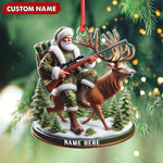 Blisscorners Personalized Acrylic Hunter Santa Riding Deer Christmas Ornament - Custom Hunting Gift Decoration LM0110