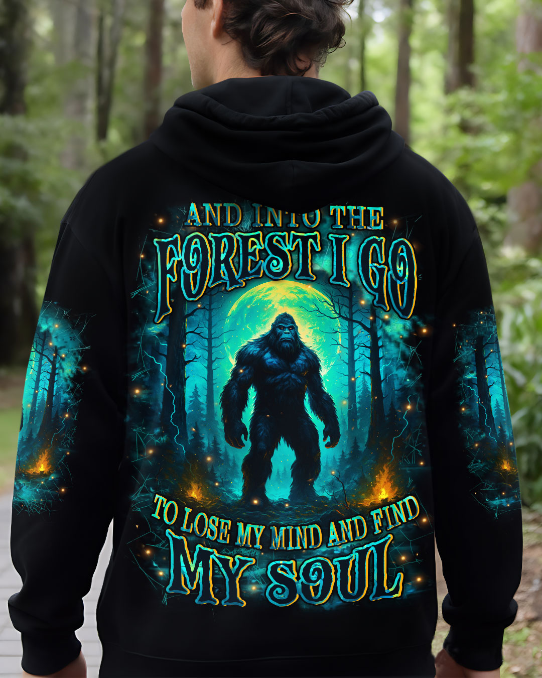 BLISSCORNERS AND INTO THE FOREST I GO BIGFOOT ALL OVER PRINT