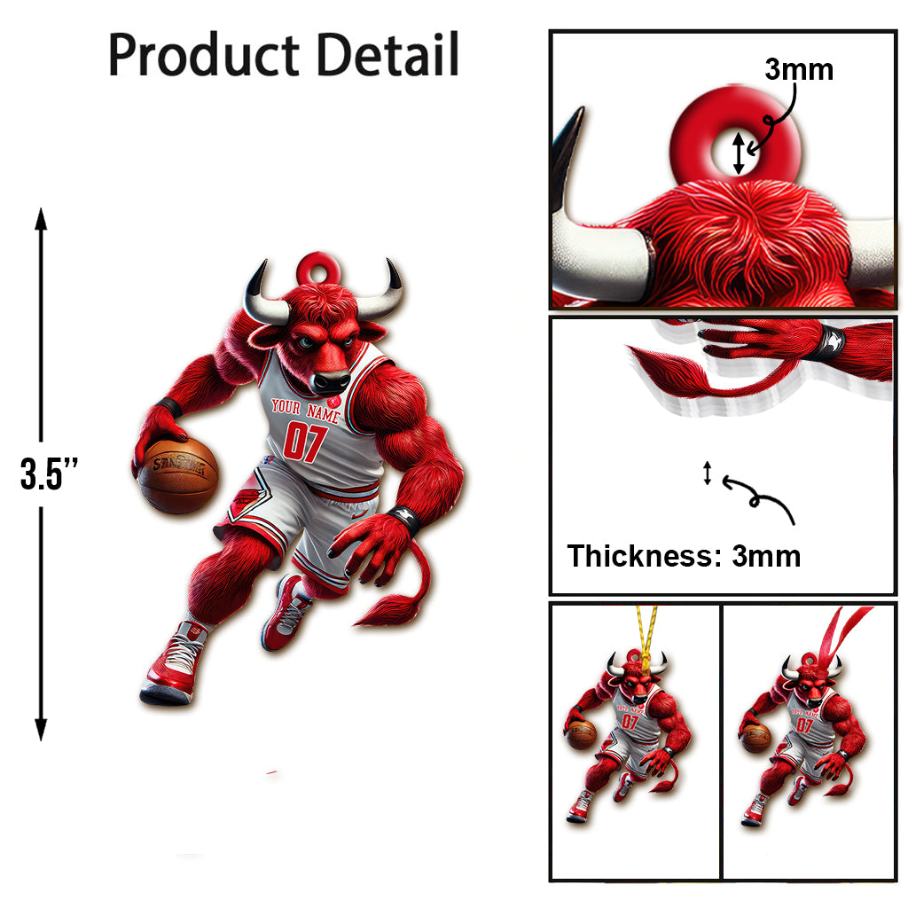 Blisscorners Custom Name Basketball Bulls Team Ornament, Basketball Team Christmas Gift2D Flat LM2211