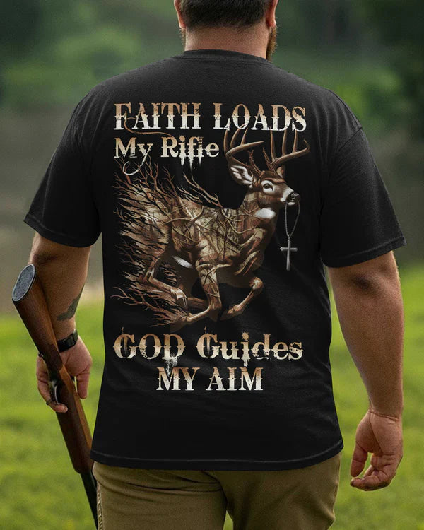 Blisscorners Faith Loads My Rifle Shirt, Personalized Hunting 3D Shirt - Black