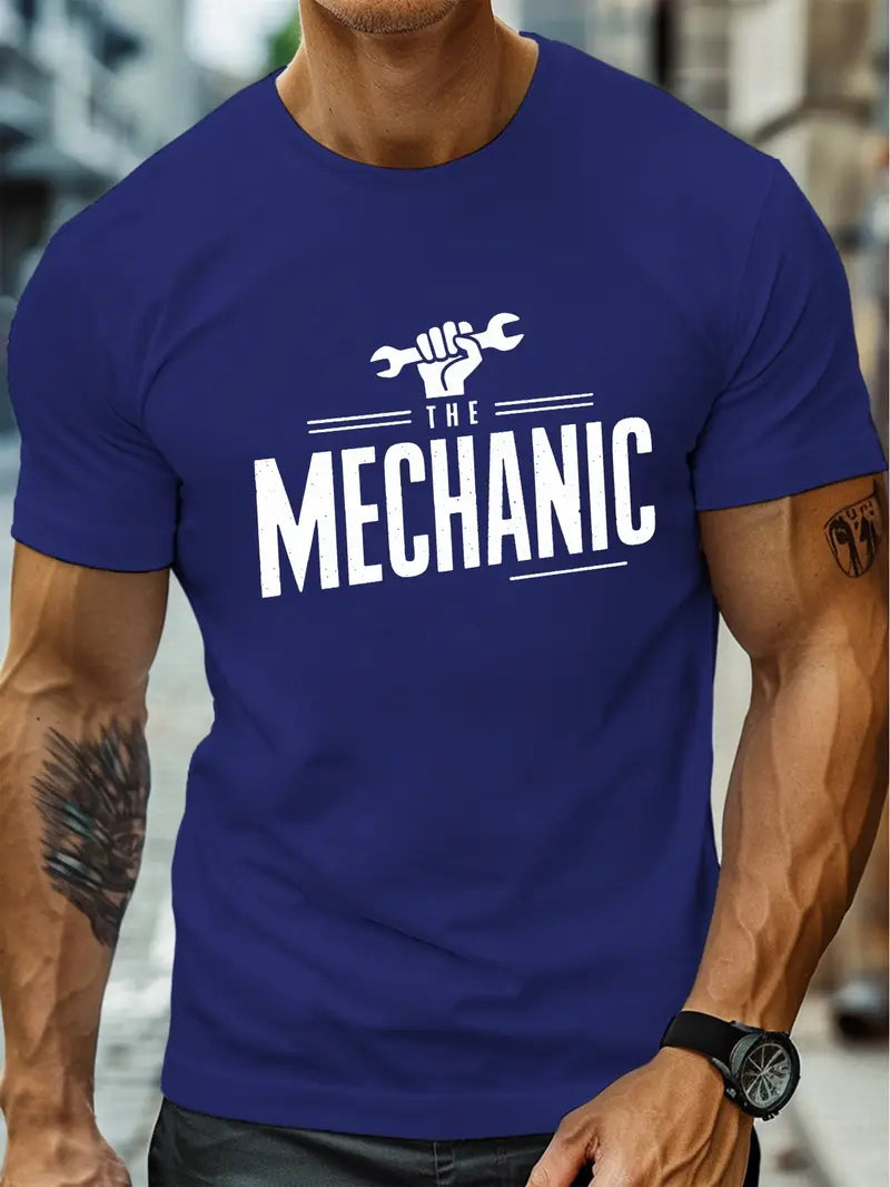 Blisscorners The Mechanic T- Shirt With Hand & Wrench Print, Birthday Gift For Mechanic, Regular Fit, Summer Top